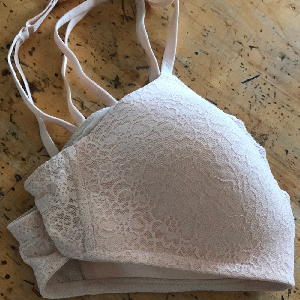 Aerie wireless bra pink lace no underwire 36B